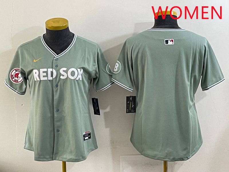 Women 2025 Boston Red Sox Blank Green Joint Name Nike MLB Jersey style 2->youth mlb jersey->Youth Jersey